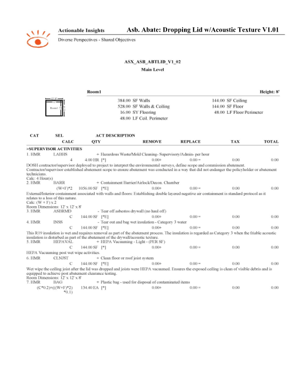 Asbestos Abatement: Dropping Lid w/ Acoustic Texture